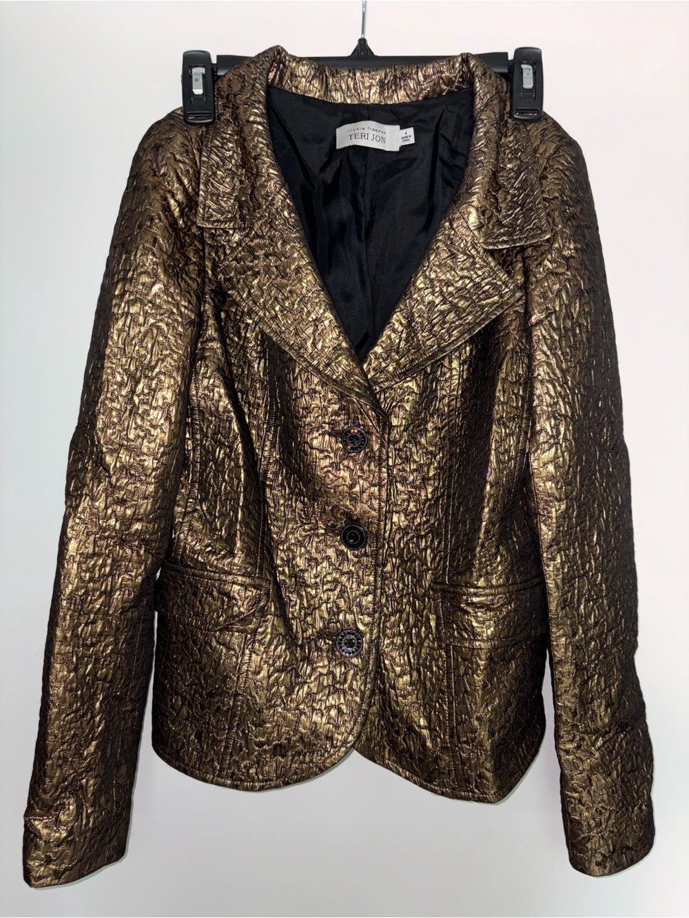 Teri Jon Metallic Bronze Textured Blazer